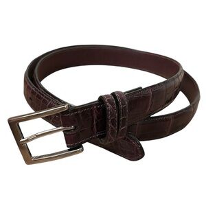 W. Kleinberg Men’s Glazed American Alligator Leather & Nickel Belt Size 44 Brown